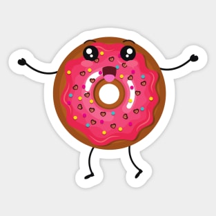 Smiling Cartoon Pink Cute Baby Donut Sticker